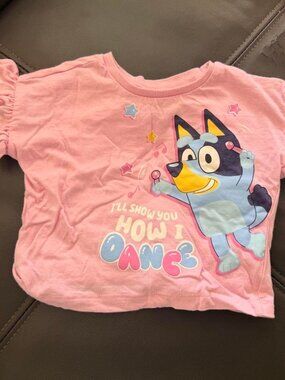 Bluey Girls Pink How I Dance Ruffle Sleeve Graphic T-Shirt 12–18 Months